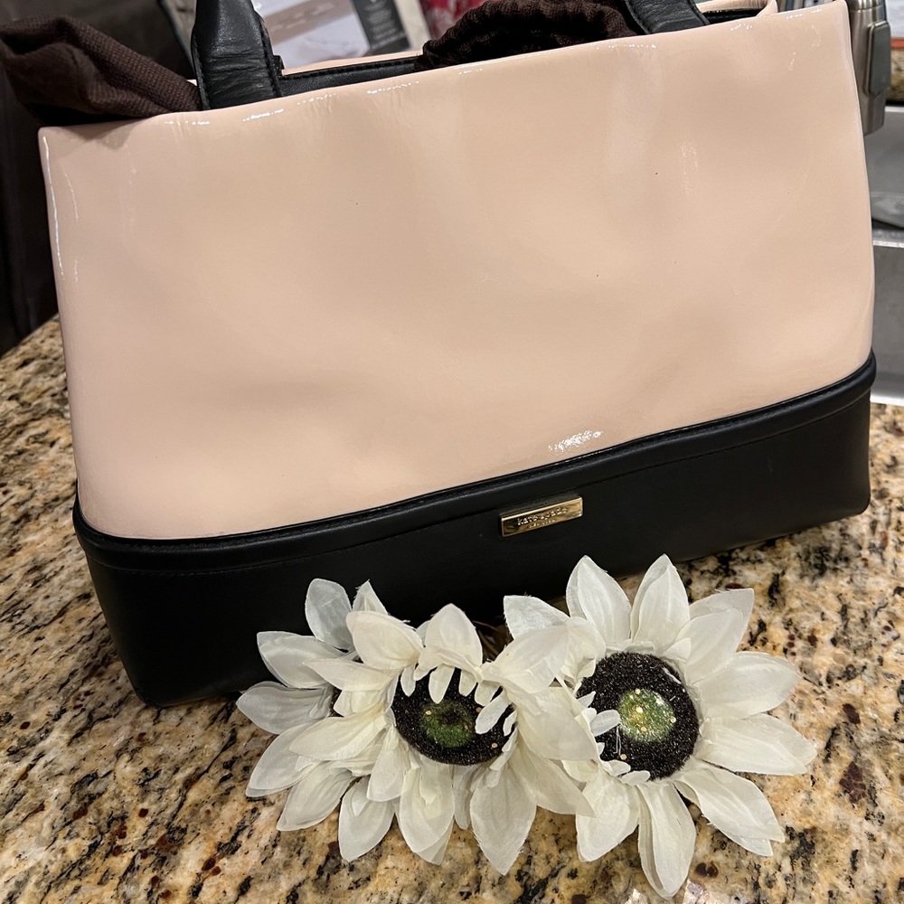 Kate Spade Pink Black Patent Leather Satchel Handbag - Picture 15 of 16
